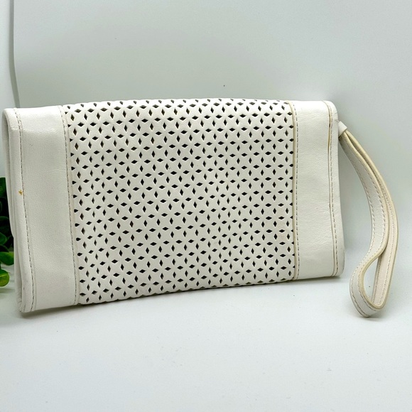 Cole Haan genuine leather white wristlet handbag purse - Picture 2 of 7